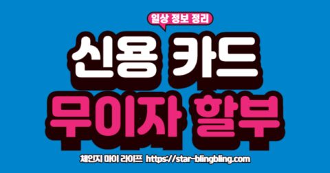 주요 신용카드사의 무이자 할부 혜택을 비교하는 표