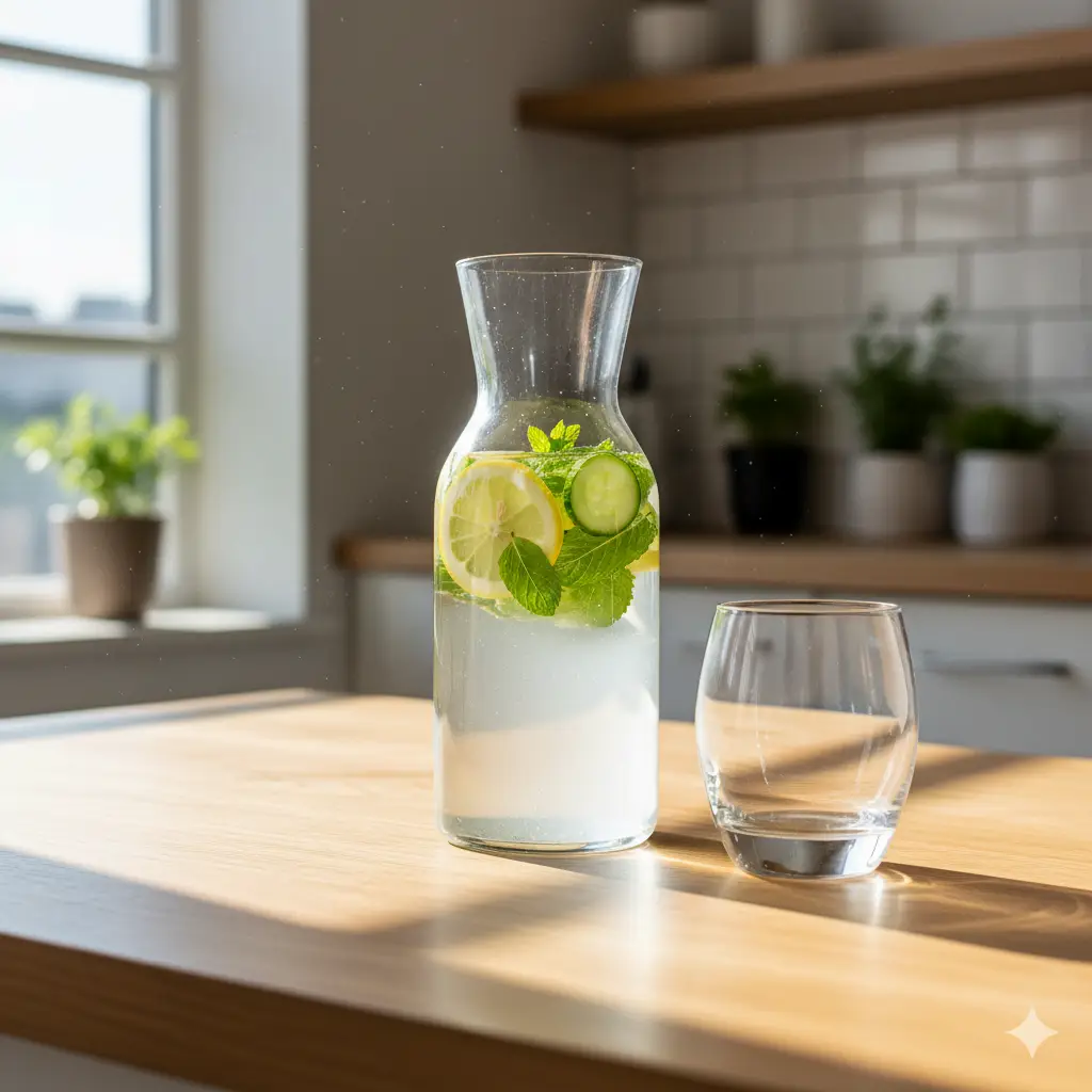 물을 맛있게 마시는 법: 하루 2리터 도전, 더 이상 힘들지 않아요! 물을 맛있게 마시는 법을 실천하며 인퓨즈드 워터를 마시는 사람