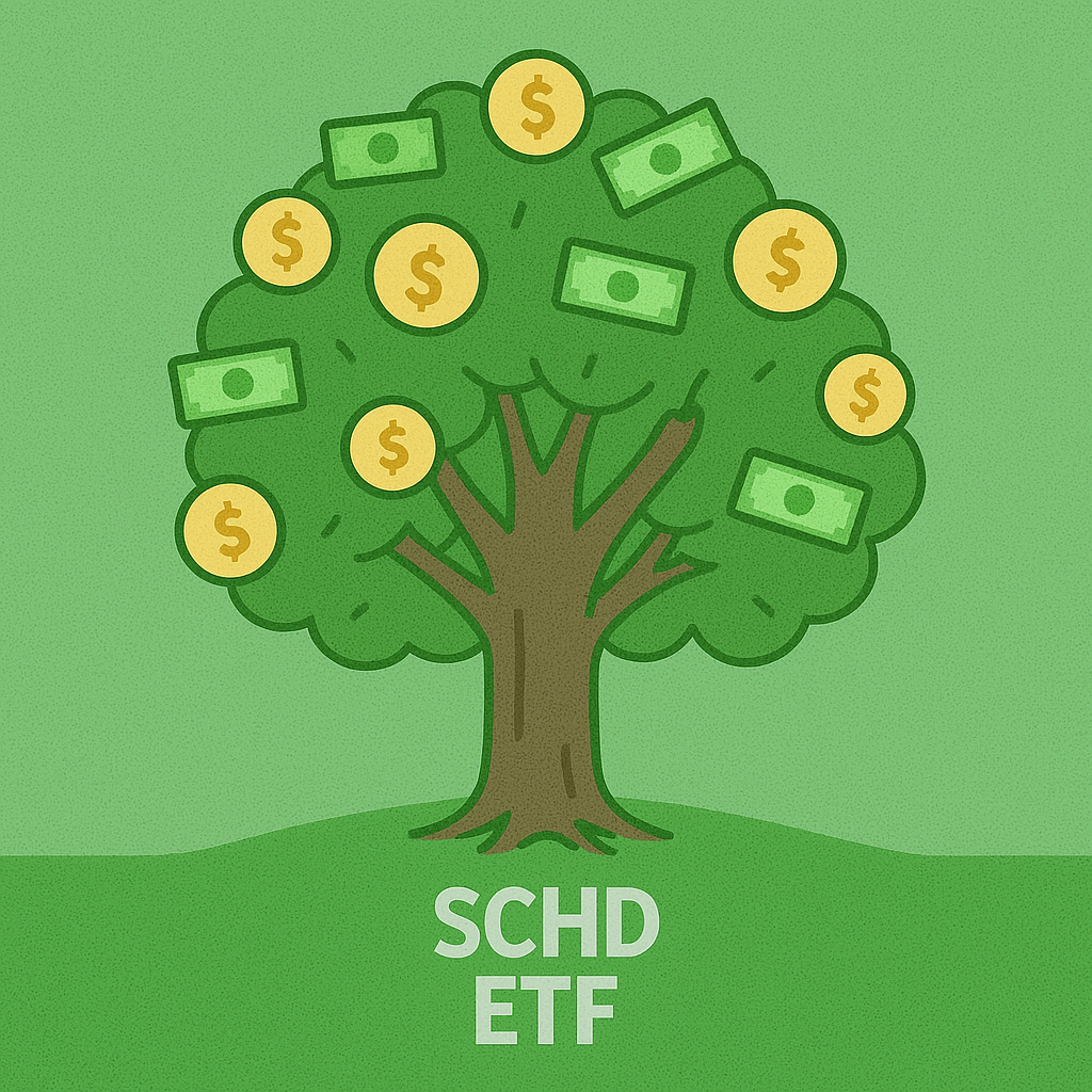 미국 배당 다우존스 SCHD ETF의 배당 성장과 장기 투자 가치를 설명하는 이미지.