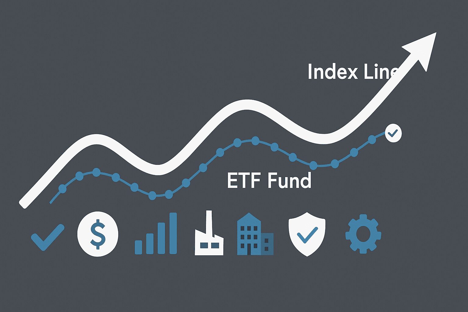 인덱스 ETF란? '시장을 이기는' 가장 간단한 투자 방법 (추천) 인덱스 ETF가 지수를 추종하는 개념을 시각화한 금융 다이어그램