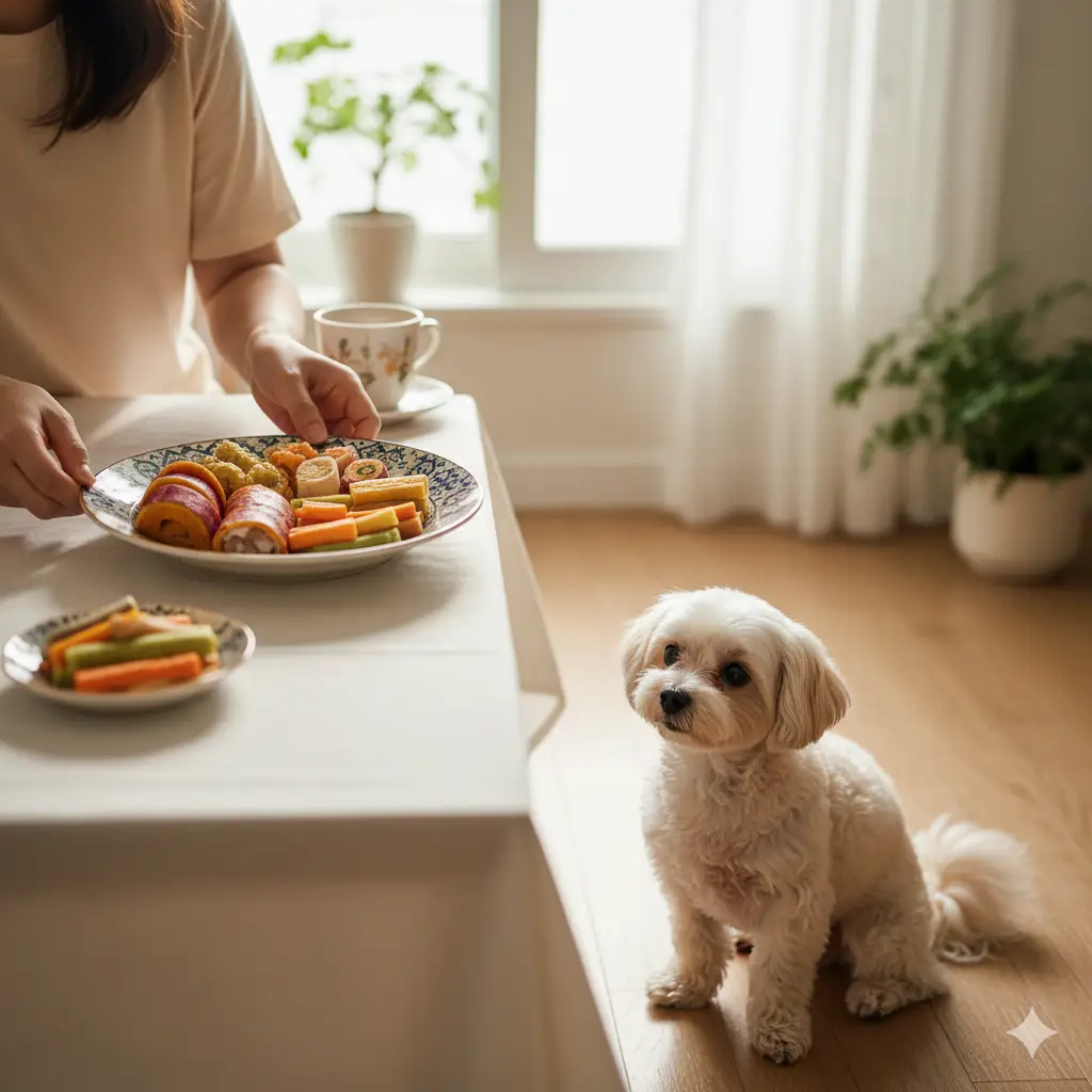 강아지 수제 간식 만들기를 위해 준비된 신선한 재료들