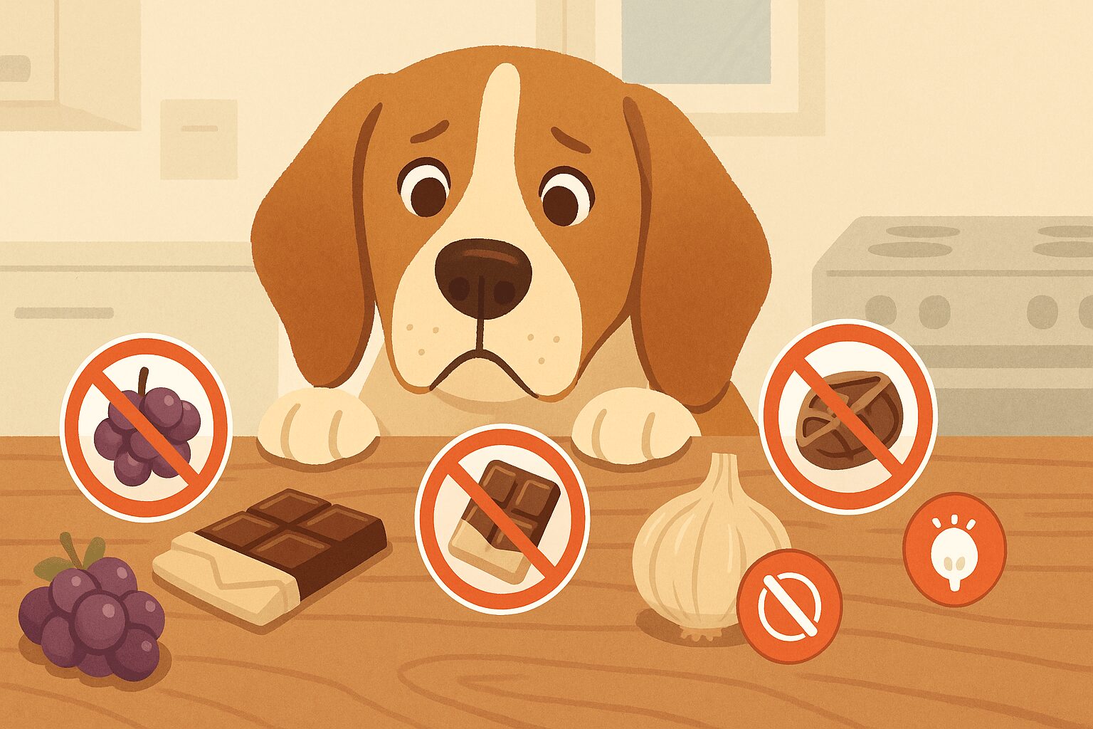 강아지 먹으면 안되는 음식인 포도와 초콜릿을 아련하게 바라보는 강아지