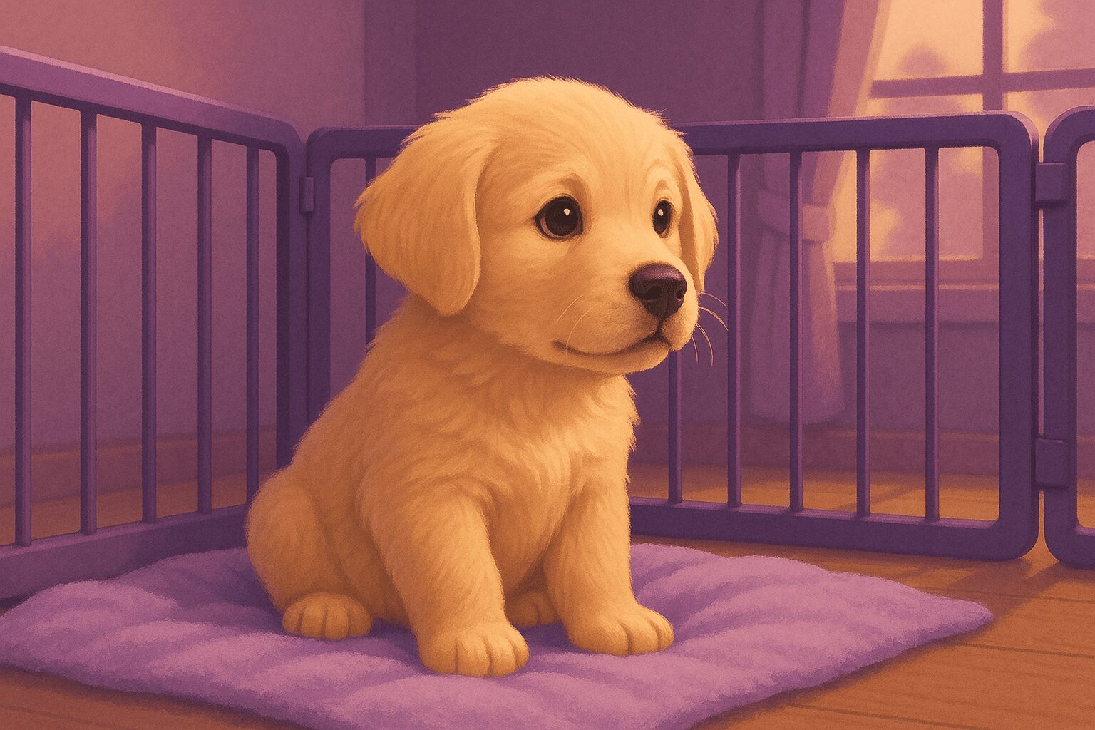 새끼 강아지 첫 1주일 동안 안전한 울타리 안에서 쉬고 있는 귀여운 아기 강아지