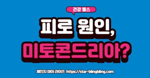 "힘없이 방전된 미토콘드리아 그림과, 코큐텐, 마그네슘 등 영양소(아이콘)를 받아 활기차게 에너지를 생산하는 미토콘드리아 그림이 대비되는 모습"