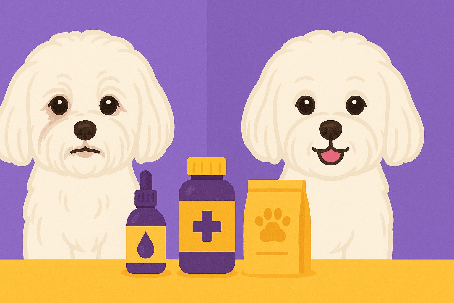 말티즈 눈물 자국 관리를 위해 눈가가 깨끗해진 말티즈와 눈물 자국 세정제