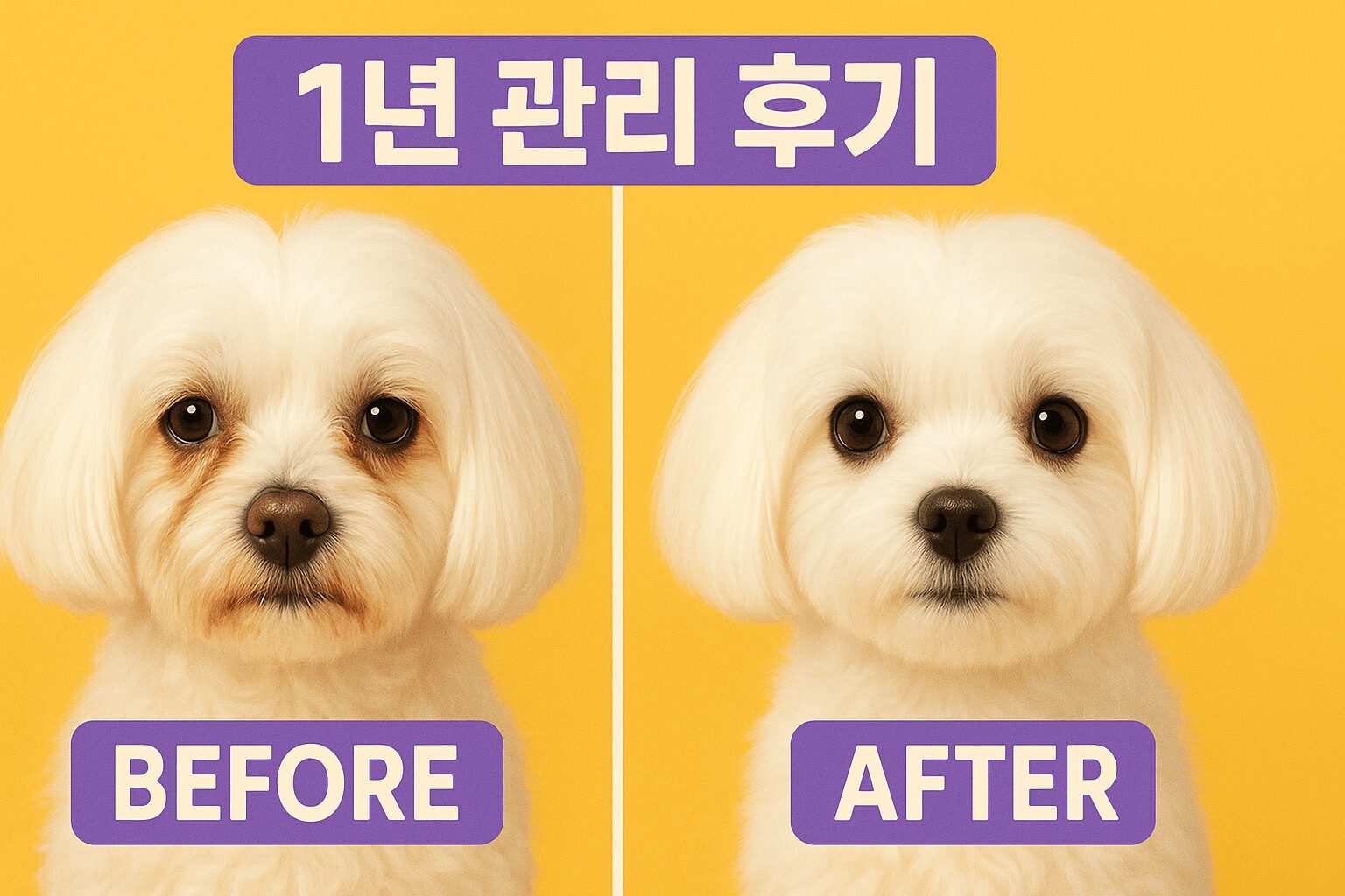 말티즈 눈물 자국 관리 전후(Before/After) 비교 사진
