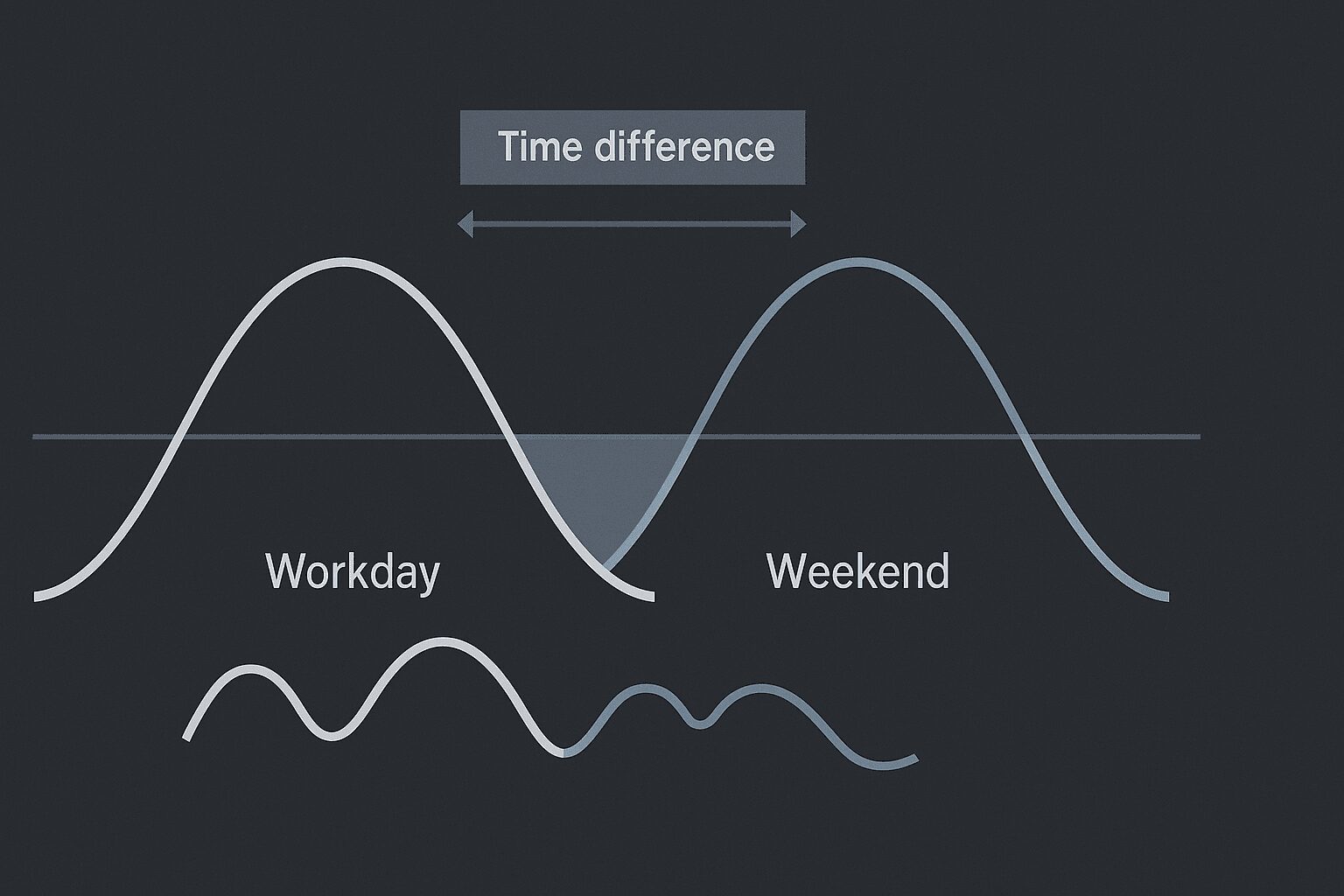 주말 몰아서 자도 피곤한 이유: 사회적 시차에 의한 생체 리듬 불일치 인포그래픽