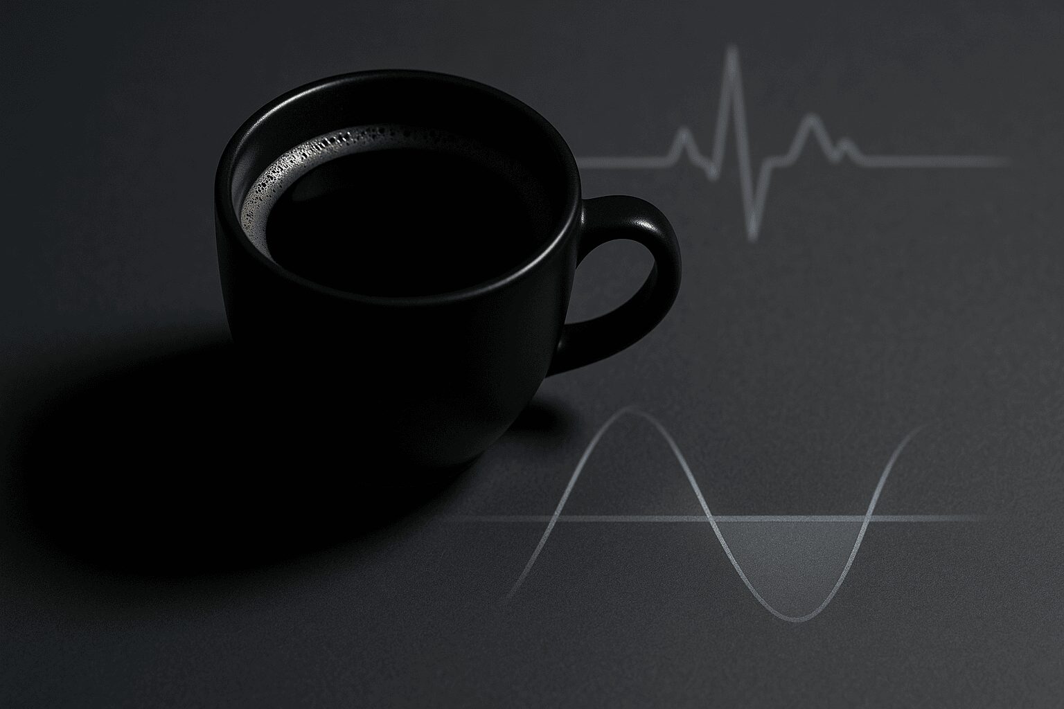 커피 섭취 후 불안감과 두근거림을 상징하는 카페인 민감도 테스트 이미지