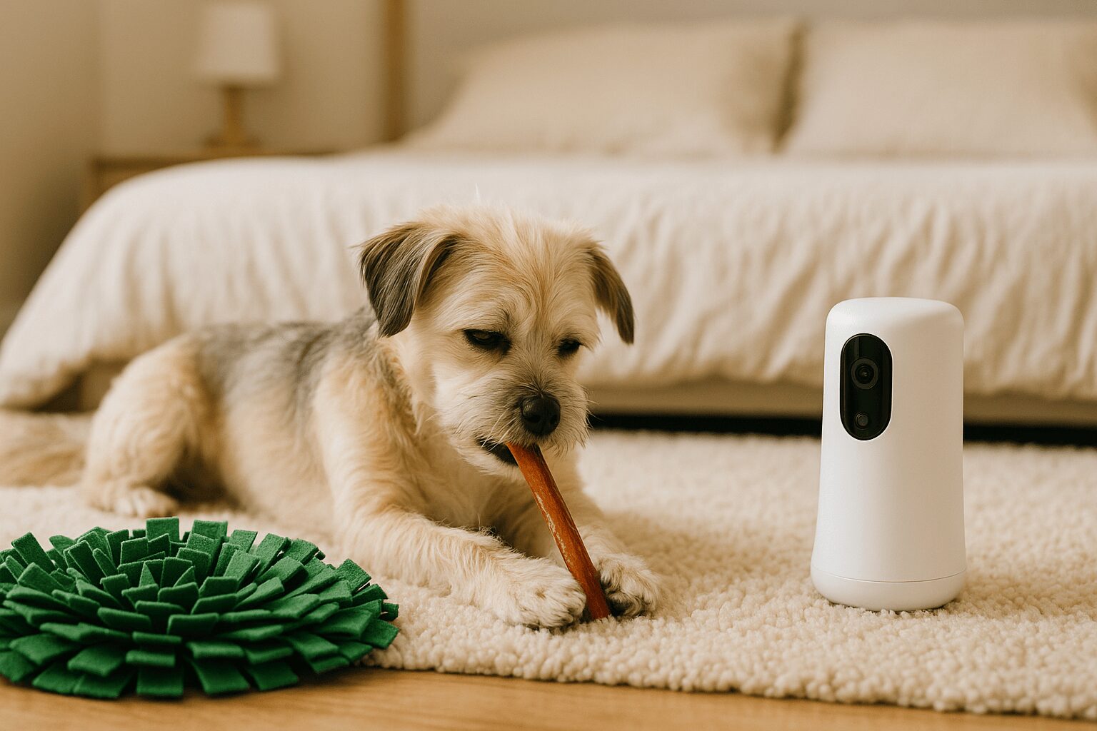 혼자 있을 때 짖는 강아지의 불안감을 해소하기 위한 긍정적인 행동 유도 사진