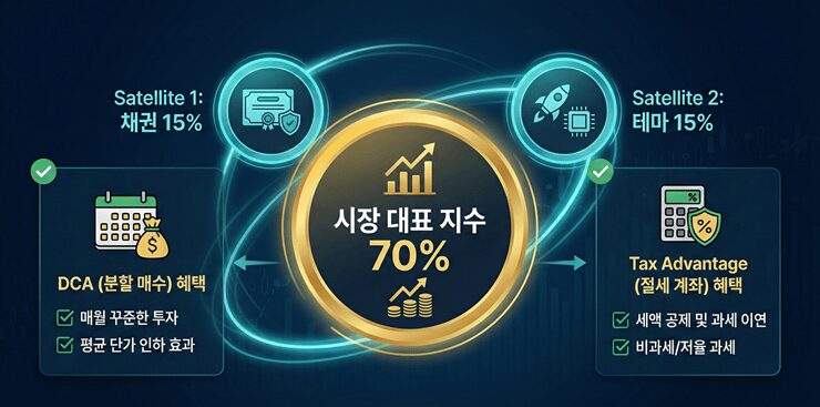 ETF 투자 초보자를 위한 포트폴리오 Core & Satellite 전략 인포그래픽
