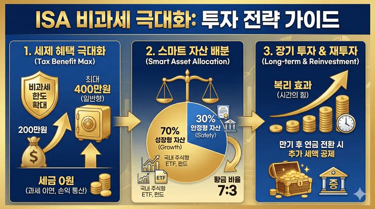 ISA 비과세 혜택과 세액공제 혜택을 시각화하는 금융 다이어그램