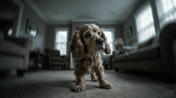 강아지 갑자기 방향감각 상실 증상을 보이며 비틀거리는 전정기관 증후군 강아지의 시선 시각화