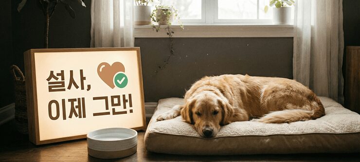 강아지 설사 멈추는 법: 하루 회복 루틴 & 병원 가야 하는 위험 신호 강아지 설사 멈추는 법과 관련된 하루 회복 루틴 및 위험 신호를 나타내는 의료 다이어그램