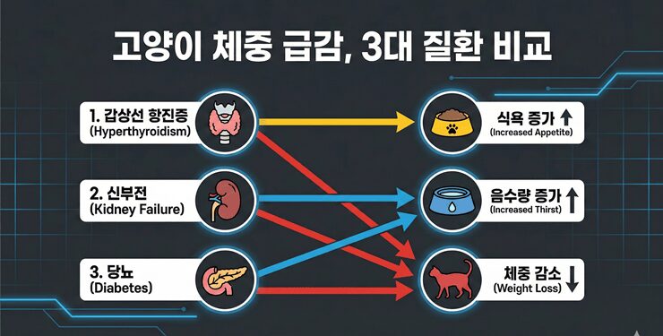 고양이 체중 급감 시 병원 방문이 필요한 골든타임 체크리스트 시각화