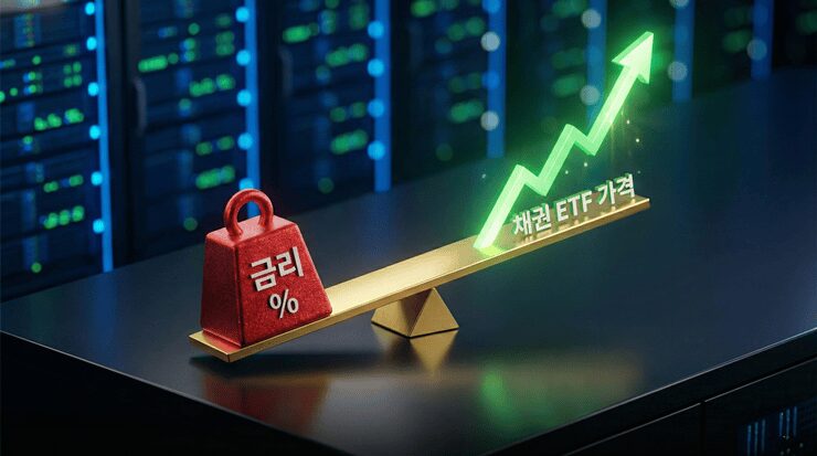 채권 ETF란: 금리와 채권 가격의 반대 움직임을 시소로 표현한 금융 이미지