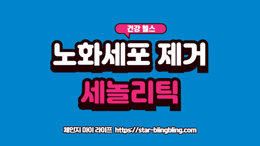 케르세틴과 피세틴 분자 구조 이미지와 노화 세포를 제거하는 세놀리틱 작용 이미지