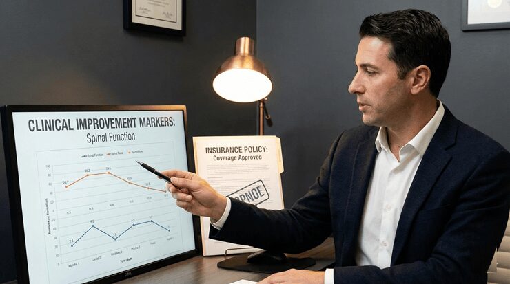 도수치료 실손보장 승인을 위해 병원 서류를 꼼꼼히 검토하는 모습