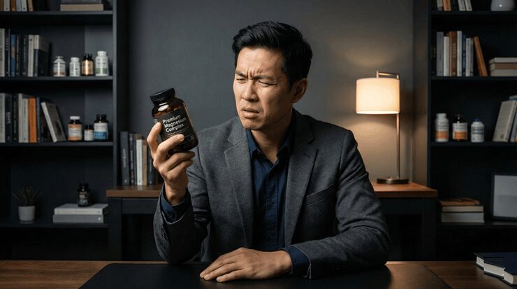 마그네슘 효과를 보지 못해 고민에 빠진 사람의 모습