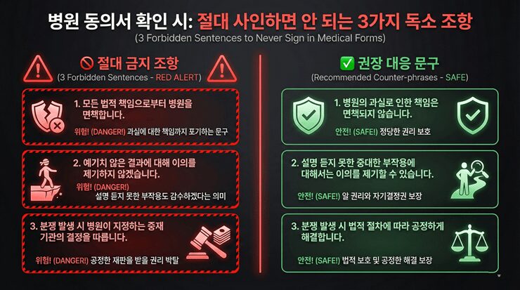 병원 동의서 확인 시 독소 조항을 구별해내는 핵심 가이드 이미지