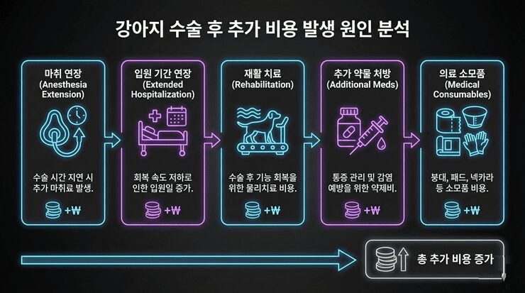 강아지 수술 후 추가 비용, 왜 계속 나올까? (숨겨진 항목 5가지 분석) 강아지 수술 후 추가 비용의 원인이 되는 입원 연장과 수액 처치