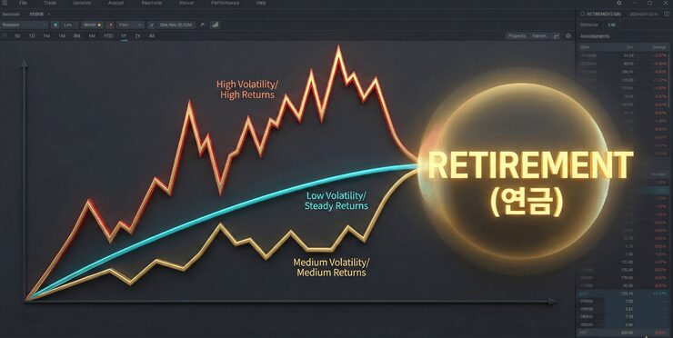 2026 연금ETF 추천 3종의 수익률과 안정성을 비교하는 금융 포트폴리오 시각화