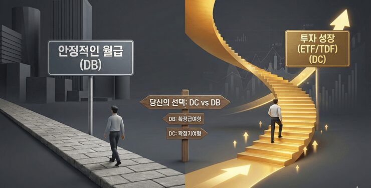 퇴직금 DC형 vs DB형 선택 기준과 수익률 차이를 보여주는 비교 그래프 시각화