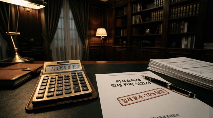 퇴직소득세 계산법: "IRP 해지하면 손해?" 세금 16.5%를 3.3%로 줄이는 비결 퇴직소득세 계산법을 활용해 IRP 중도인출 시 세금을 최소화하는 전략을 세우는 금융 전문가의 분석 장면