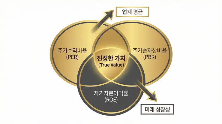 PER PBR ROE 지표의 상관관계를 안내하는 인포그래픽 이미지