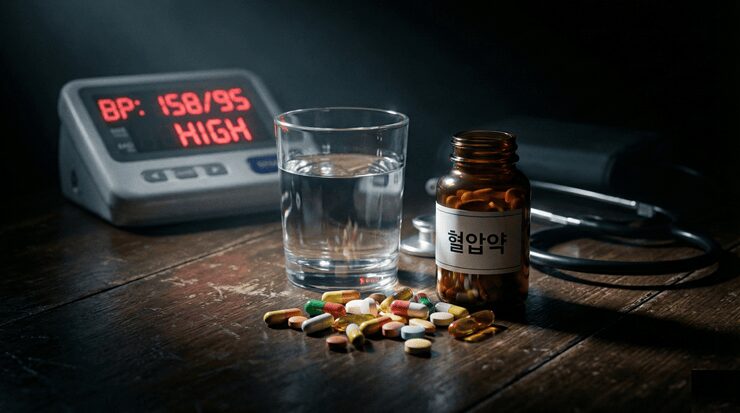 고혈압 약 영양제 상충 주의보: "함께 먹으면 독이 되는 성분 리스트" 고혈압 약 영양제 상충 반응 예방을 위한 성분별 안전 복용 가이드 시각화 이미지