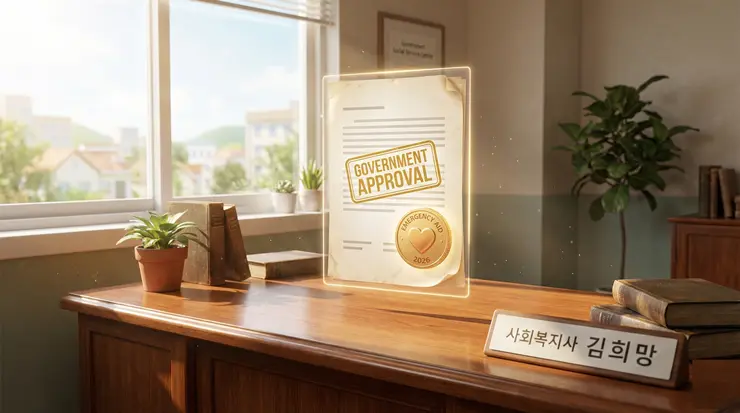 긴급복지 생계지원 신청 기준 확인을 위해 복지 센터 상담을 준비하는 모습