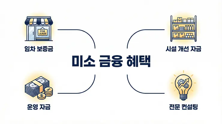 미소금융 창업자금 한도 및 금리 비교 인포그래픽