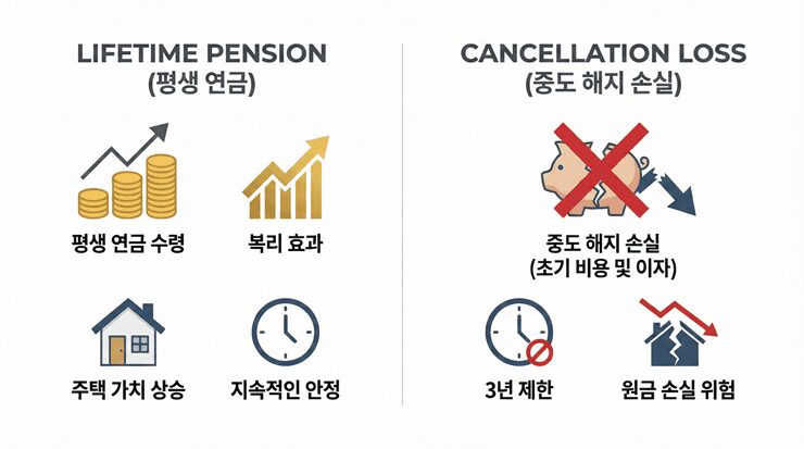 주택연금 해지 시 상환 부담 및 금융 불이익 이미지