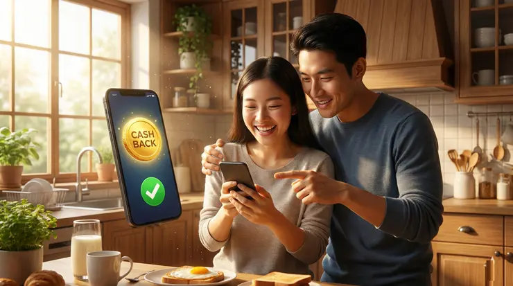 근로장려금 맞벌이 가구 신청 자격 및 지급액 모의 계산 확인을 위해 홈택스 앱을 실행 중인 부부의 모습