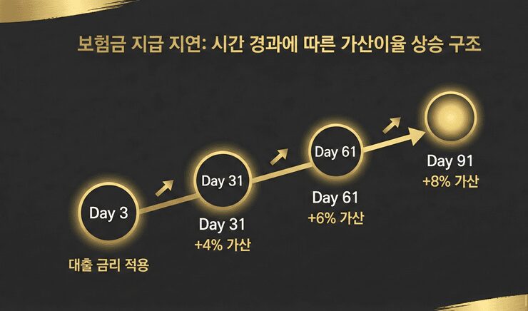 보험금 지급 지연 기간에 따른 이율 상승 그래프와 가입자의 권리 보장 안내