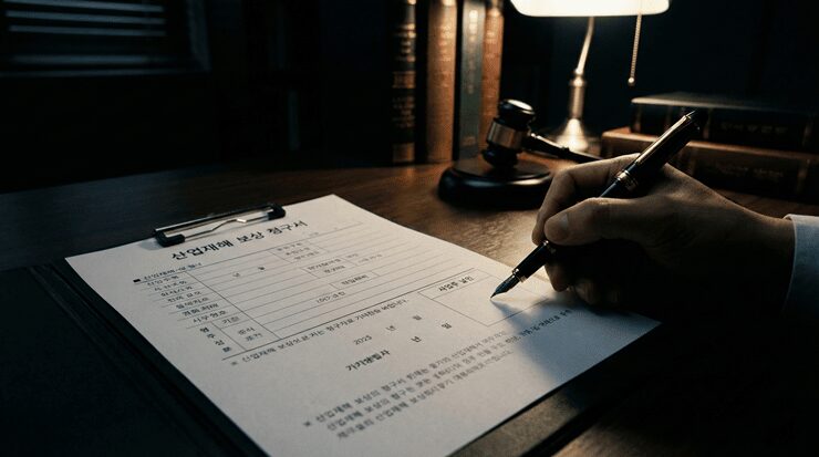 산재 사업주 날인 없이 근로복지공단에 직접 서류를 제출하며 정당한 권리를 행사하는 노동자의 모습