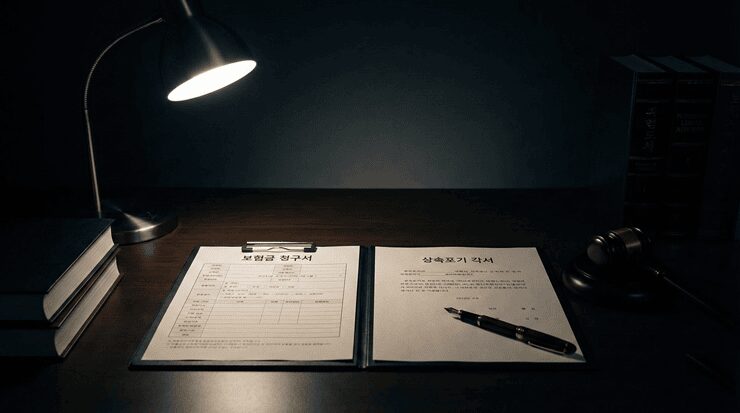 상속포기 보험금 수령 가능 여부를 확인하기 위해 민법 조항과 생명보험 약관을 대조 분석하는 전문가