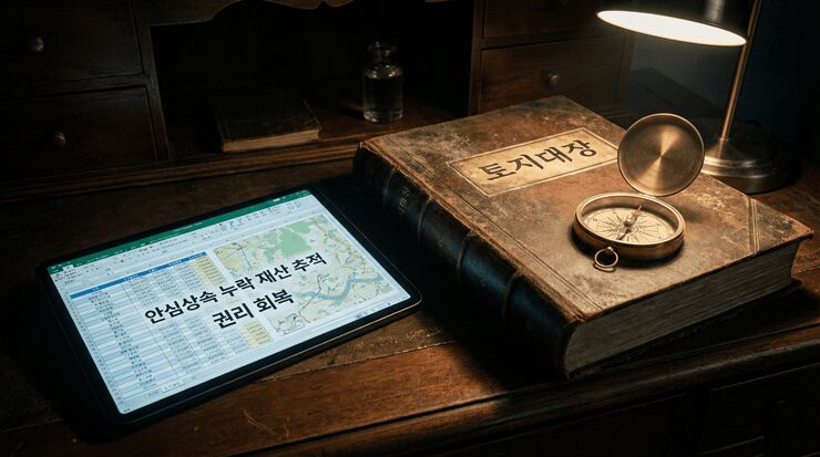 안심상속 누락 재산을 찾기 위해 지적도와 금융 거래 내역을 정밀 분석하는 법률 전문가