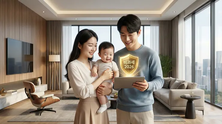 증여세 면제 한도 활용을 위해 아이와 함께 저축 계획을 세우는 부모의 모습