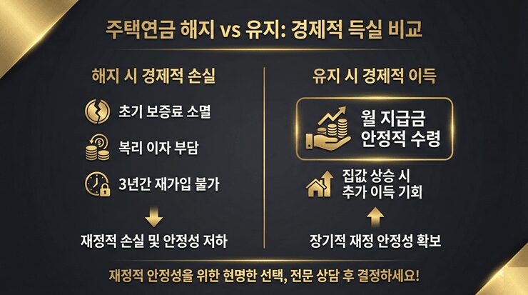 주택연금 해지 시 반환해야 할 원금과 복리 이자의 무서운 상승 곡선을 보여주는 금융 차트