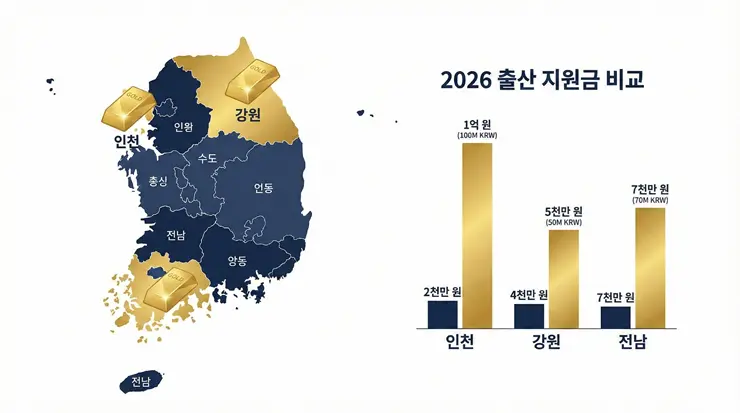 전국 출산지원금 지자체 비교 및 출산장려금 최대 금액 지역별 분포 인포그래픽