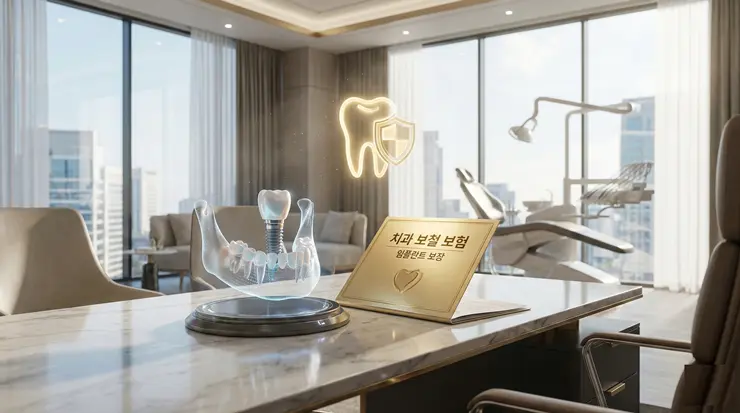 치아보험 임플란트 보장 한도를 확인하며 상담 중인 환자