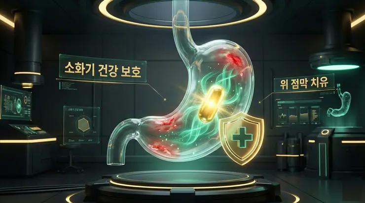 영양제 속쓰림으로부터 위장을 보호하고 위장 부작용을 완화하는 섭취 전략을 시각화한 이미지