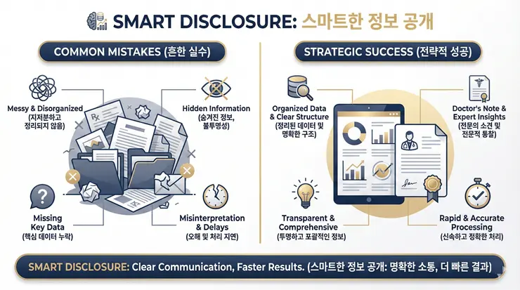 유병자보험 심사 승인을 유도하는 올바른 병력 고지 전략 비교 인포그래픽