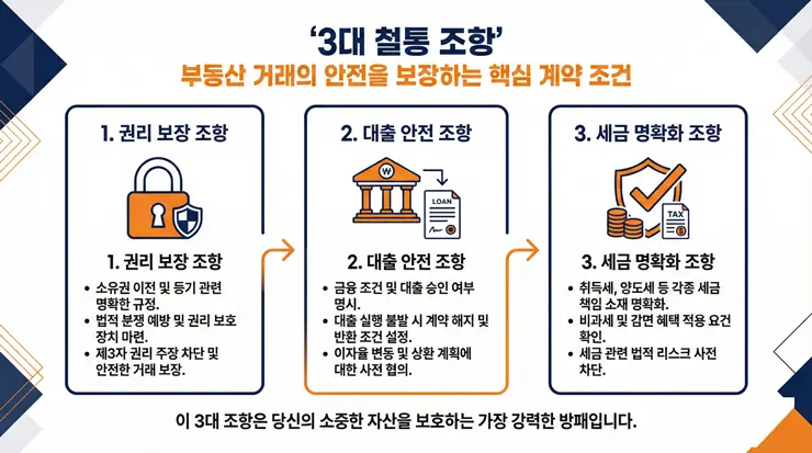 임대차 분쟁 예방을 위한 3대 핵심 전세 특약 설계 프로세스 인포그래픽