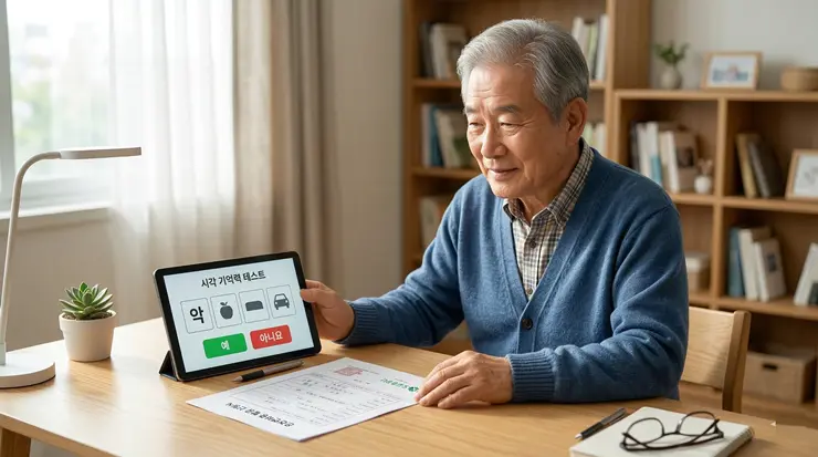 면허 갱신 검사 서류를 준비하는 고령 운전자