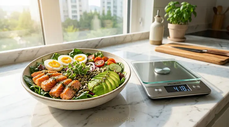 건강한 다이어트 식단과 모발 건강을 위한 고단백 영양소를 분석하는 체인지 마이 라이프 건강 리포트