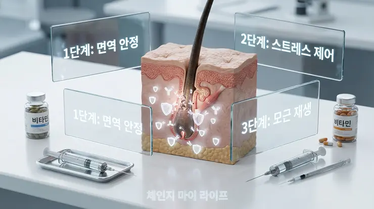 원형 탈모 극복을 위한 생활 습관 및 영양 체크리스트 인포그래픽 리포트