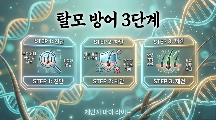 유전성 탈모 예방을 위한 3단계 체크리스트 인포그래픽 리포트